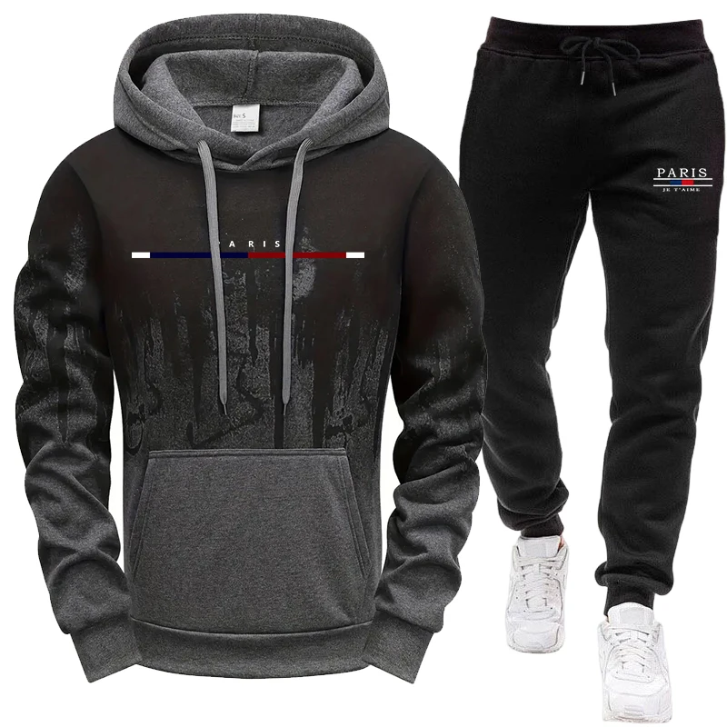Outdoor Sports Outfit - Men's Set/Hoodie/Pants Autumn Winter Hooded Sweatshirt