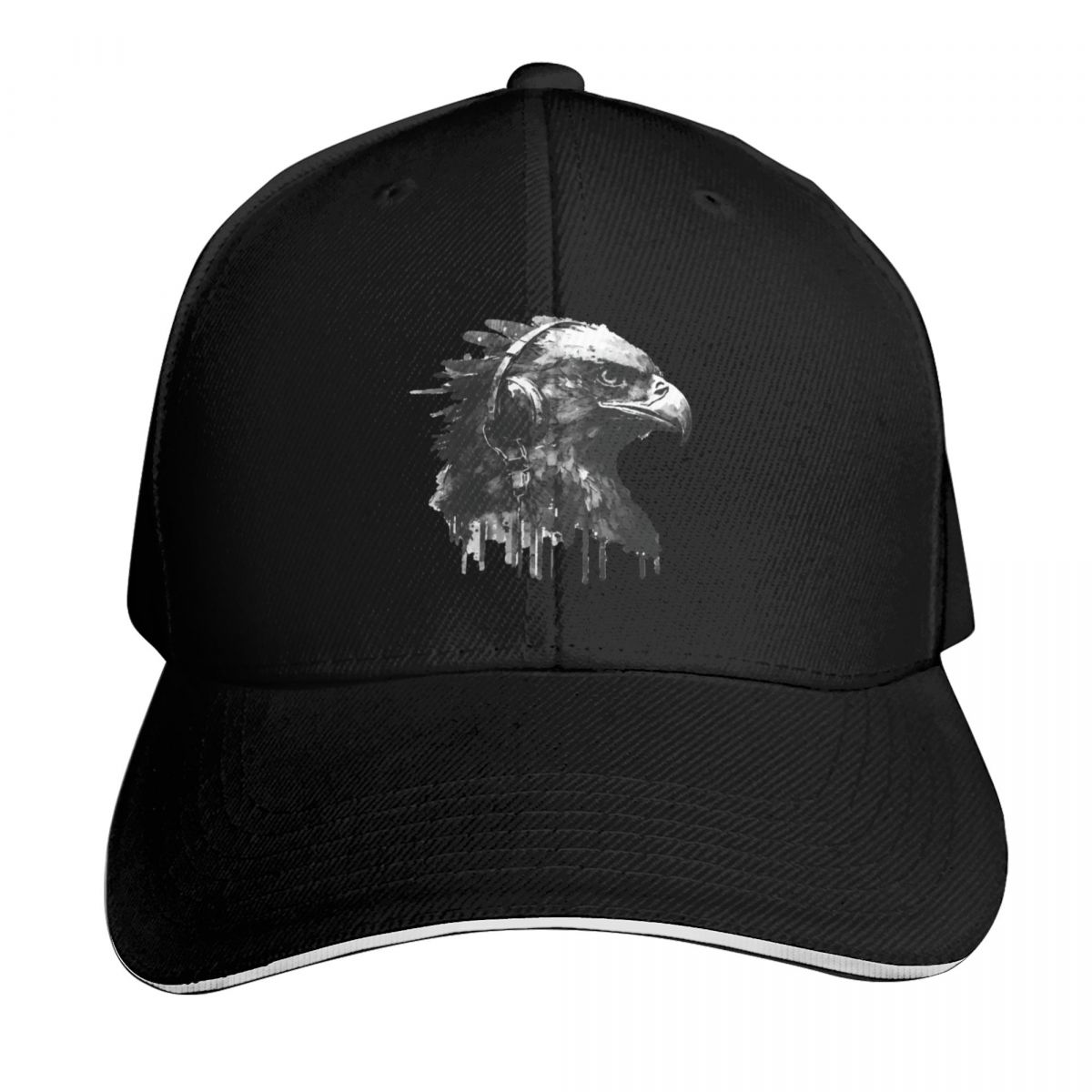 Outdoor Sport An - An American Bald Eagle wearing headphones